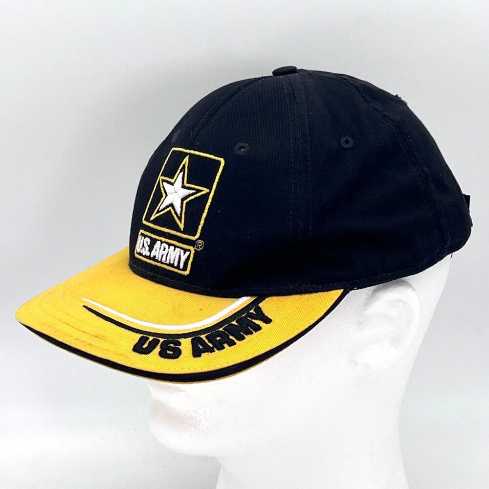US Army Black & Yellow Baseball Cap Hat Army Strong Army Reserve Made in USA - Picture 4 of 12
